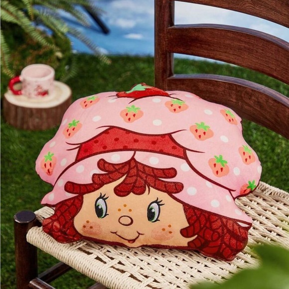 Strawberry Shortcake Cartoon Character And Strawberry Print Plush Throw Pillow - Picture 4 of 5